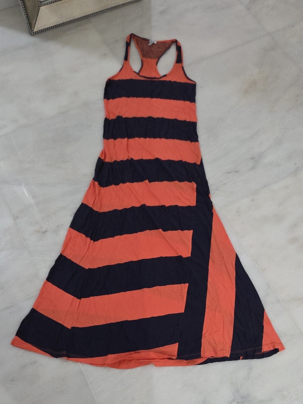 Splendid Racerback Maxi Dress - Orange & Navy LIKE NEW!